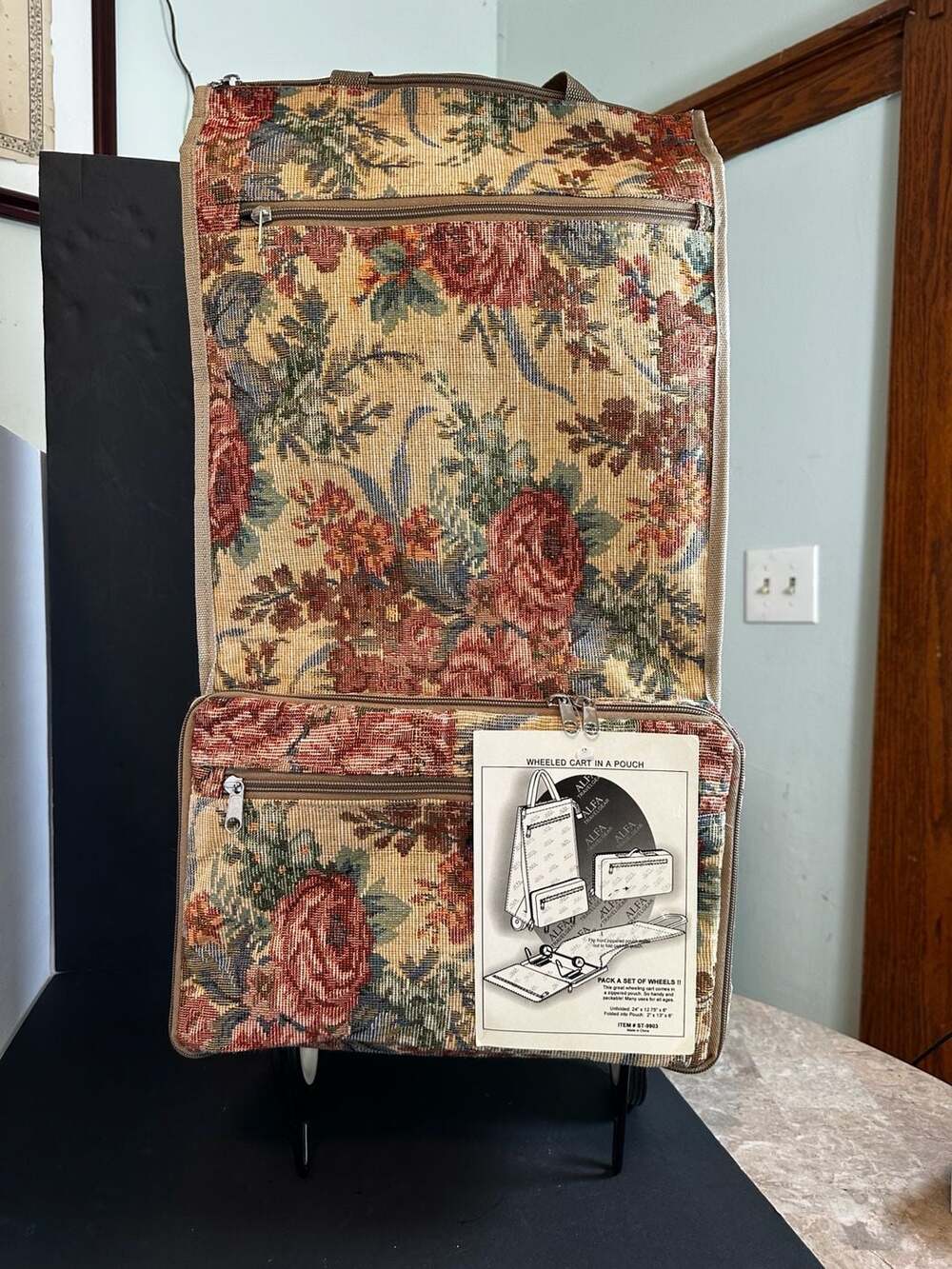 Alfa Travelgear Floral Tapestry Wheeled Cart In A Pouch
